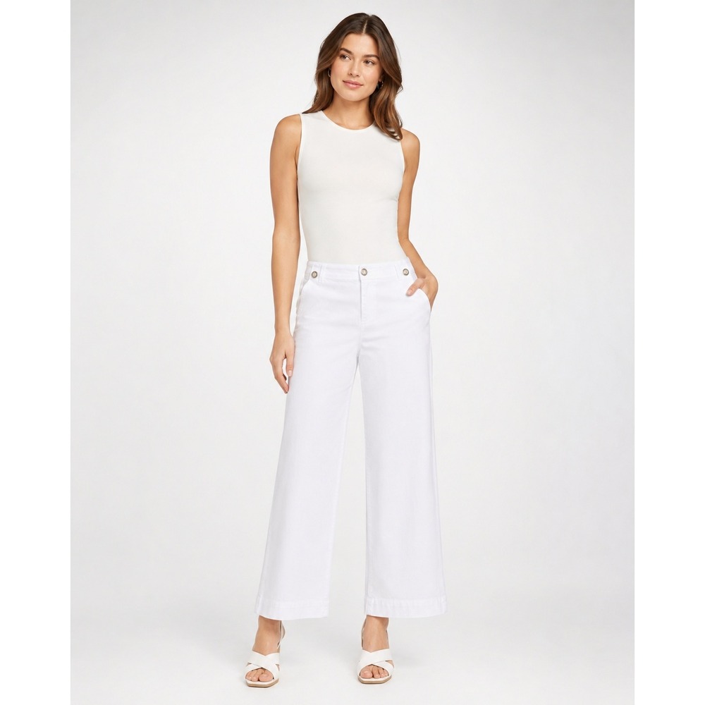 Tribal Brooke Hugging Marine Palazzo Jeans White High Rise Wide Leg 6P NWT